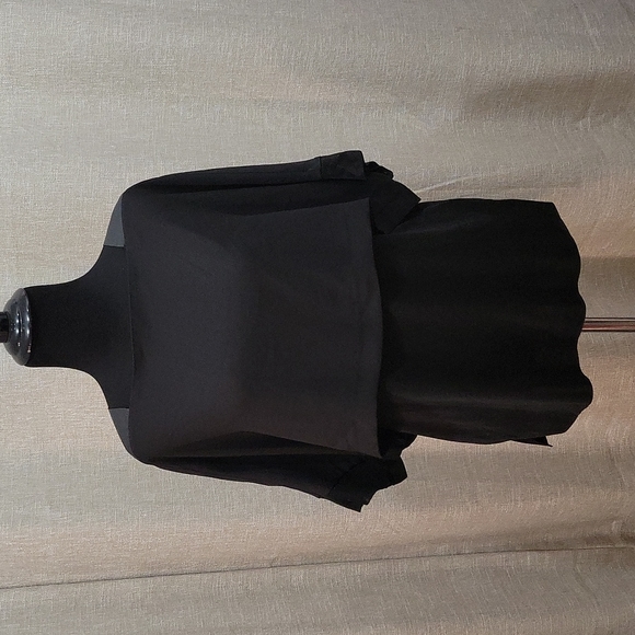 Zara W&B Draped Top with Faux Leather Shoulders - Picture 1 of 3